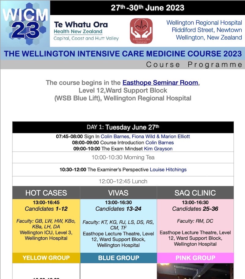 WICM19 timetable